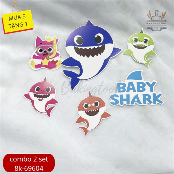 Set que giấy-Baby shark khổng lồ xanh(combo 2)