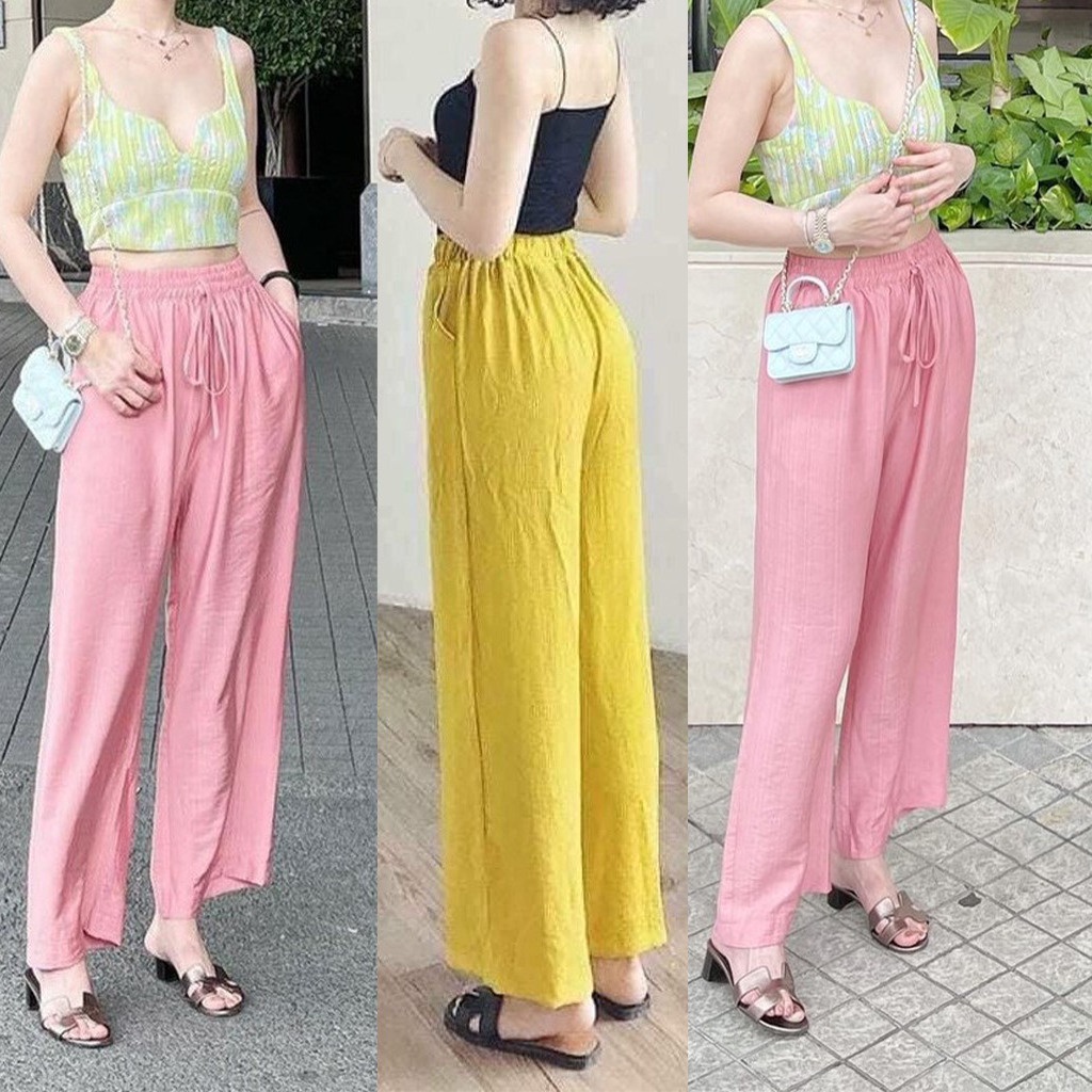 Quần đũi ống suông rộng dài nữ mặc nhà đi biển chất mềm mát nhẹ nhàng Geleva GE913