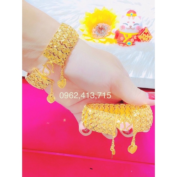 Lắc tay cưới cô dâu 5 chỉ mạ vàng 24 cao cấp khoá chữ S