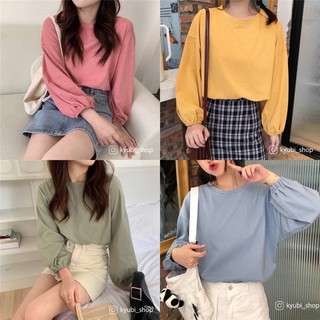 Áo thun tay bo cổ tròn ullzang dễ thương