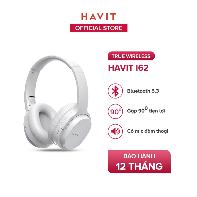 Tai Nghe Bluetooth Headphone HAVIT i62, Driver 40mm, BT 5.3, Nghe Đến 20H, Gập Gọn 90 - Chính Hãng BH 12 Tháng Dizigear