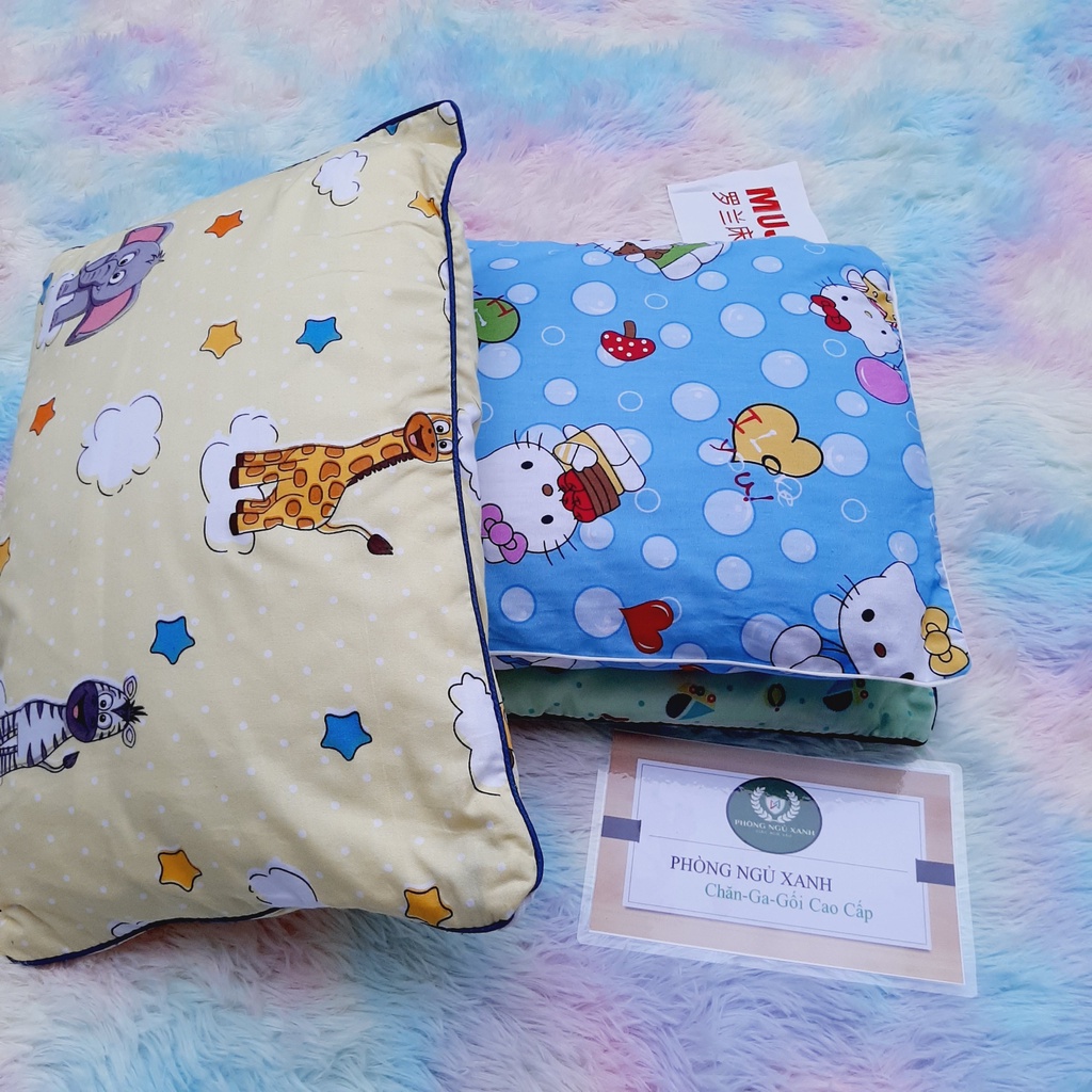 Gối cho bé sơ sinh Muji 25x40 cho trẻ em từ 0-3 tuổi 100%Cotton hàng chính hãng Phòng Ngủ Xanh thấm hút mồ hôi cực tốt