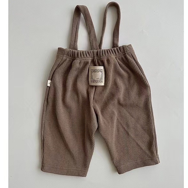 Quần yếm dài nhung tăm bé trai bé gái phong cách Hàn Quốc, yếm quần dài ống rộng co giãn cho bé Cuabebe Baby