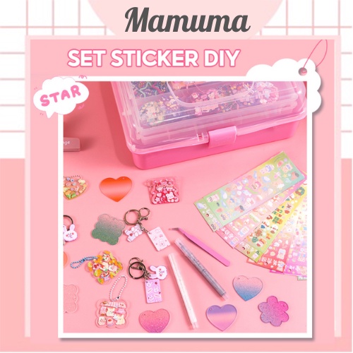 Bộ làm thẻ bài Goo set dụng cụ tự làm móc khóa sticker kem keo handmade DIY Hana đồ chơi cho bé gái trang trí sổ tay