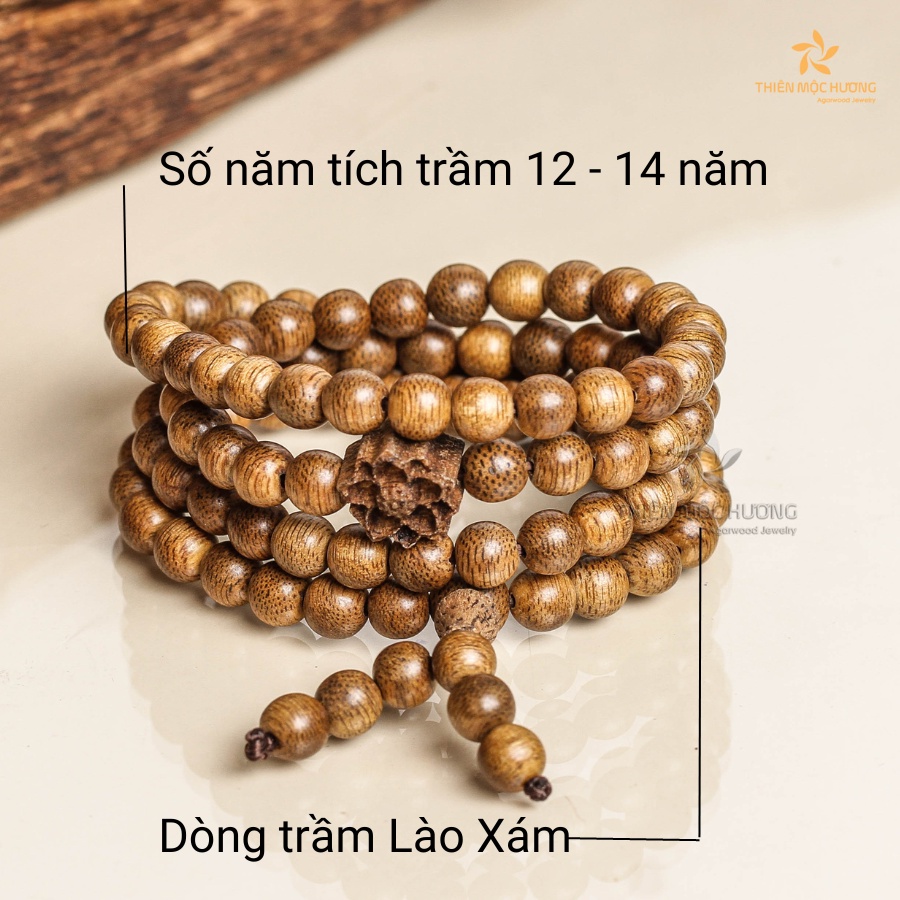 Vòng tay trầm hương 108 hạt Sen Trầm THIÊN MỘC HƯƠNG trầm tốc tự nhiên, tĩnh tại, an nhiên