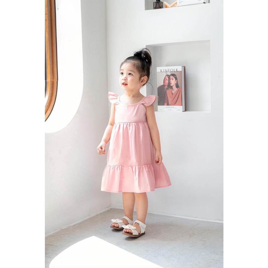 Đầm cho bé gái, váy hai dây thô cotton thiết kế cánh tiên cho bé siêu xinh VBG28