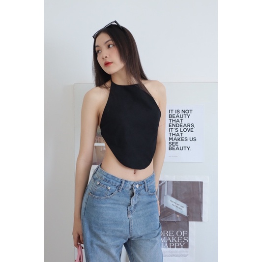 WEDNESDAY Áo yếm nữ 2 lớp dựng form cột dây - Lotus shirt