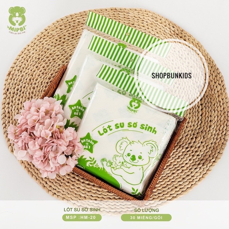 Lót phân su / xu Mipbi sơ sinh 1 túi 30 miếng Mipbi Việt Nam