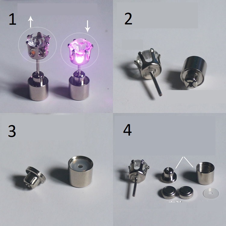 1 đôi bông tai hình vương miện gắn đèn LED phát sáng độc đáo