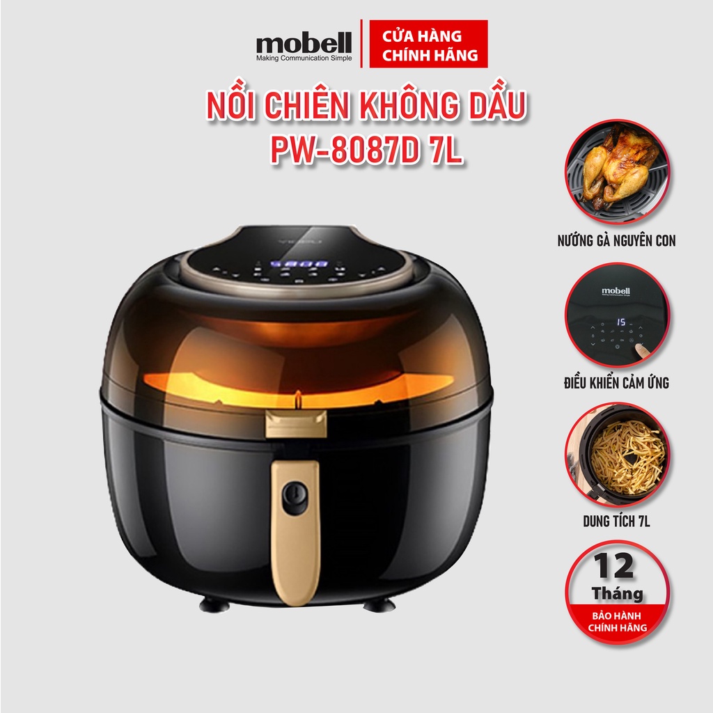 Nồi Chiên Không Dầu 7L mobell Cửa Kính Trong Suốt