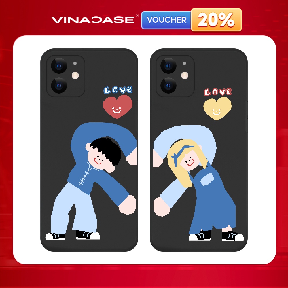 Ốp lưng Vina Case Iphone 6S/6 Plus/7G/8G/X/Xs/11/12/....dẻo cạnh vuông bảo vệ camera hình Cặp Love