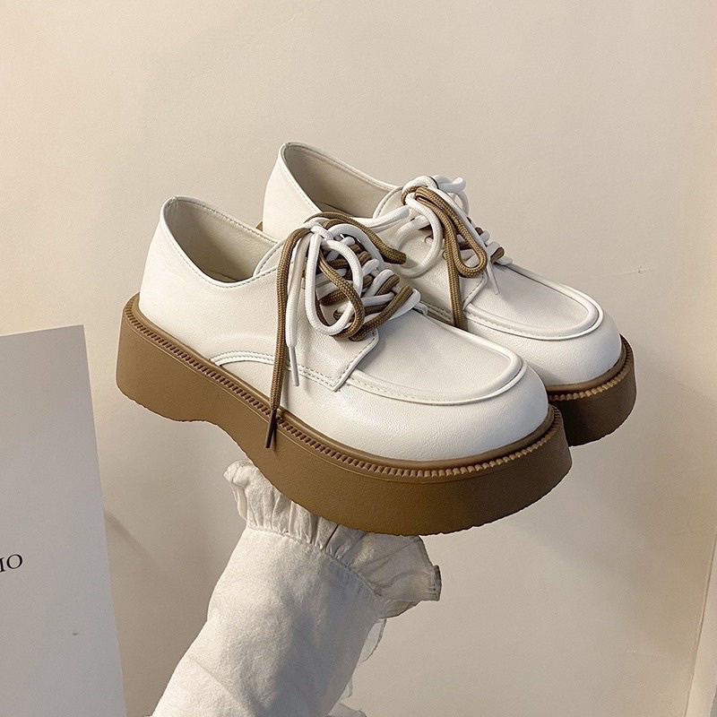 Giày nữ da mềm 2 dây đế cao cm siêu tôn dáng, Giày đốc oxford nữ siêu xinh độn đế  Msp 218