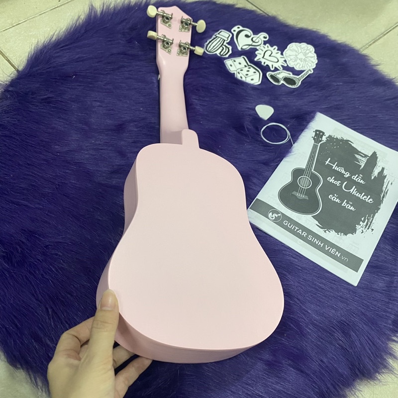 Đàn ukulele soprano hồng size 21 tập chơi - Tặng 4 phụ kiện - Bảo hành 6 tháng