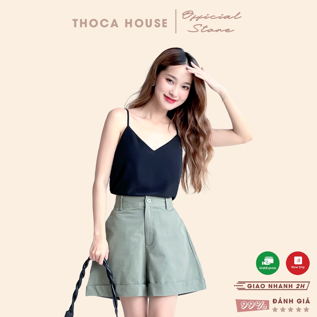 Áo hai dây voan cổ V trơn đơn giản phối trong THOCA HOUSE vải mịn thoải mái phối vest cực xinh