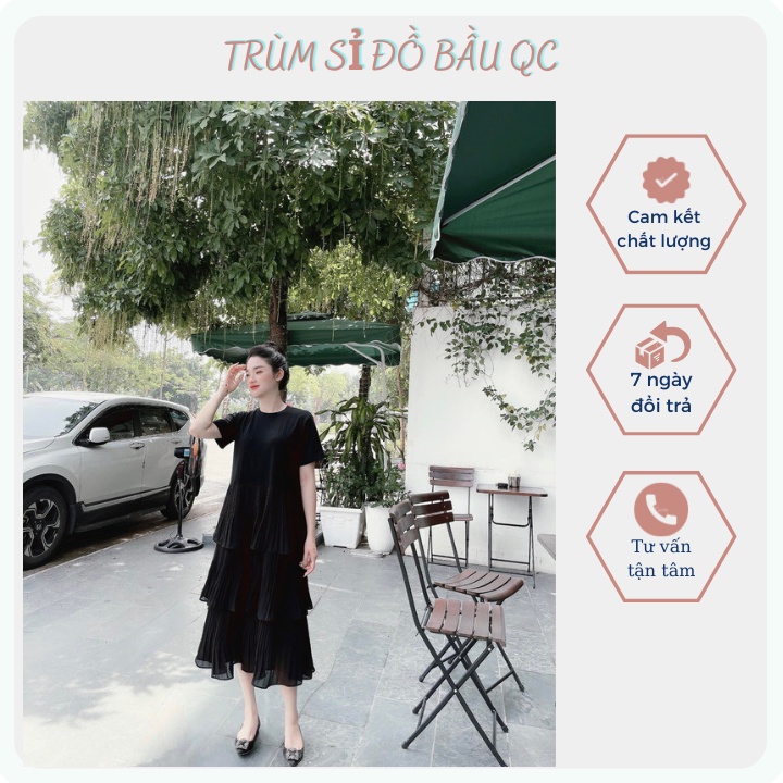 Váy thiết kế , Đầm thiết kế chất vải thun cotton mềm mát thoải mái mặc đi làm công sở, đi chơi bầu bí mặc được nha