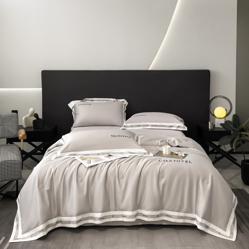 Bộ chăn ga gối Chanitel chăn chần bông siêu mềm mịn
