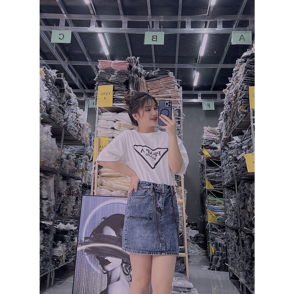 CHÂN VÁY JEAN NGẮN 2 TÚI HỘP DÂY RÚT HÀNG SIÊU CẤP CO DÃN TÔN DÁNG CỰC ĐẸP B170