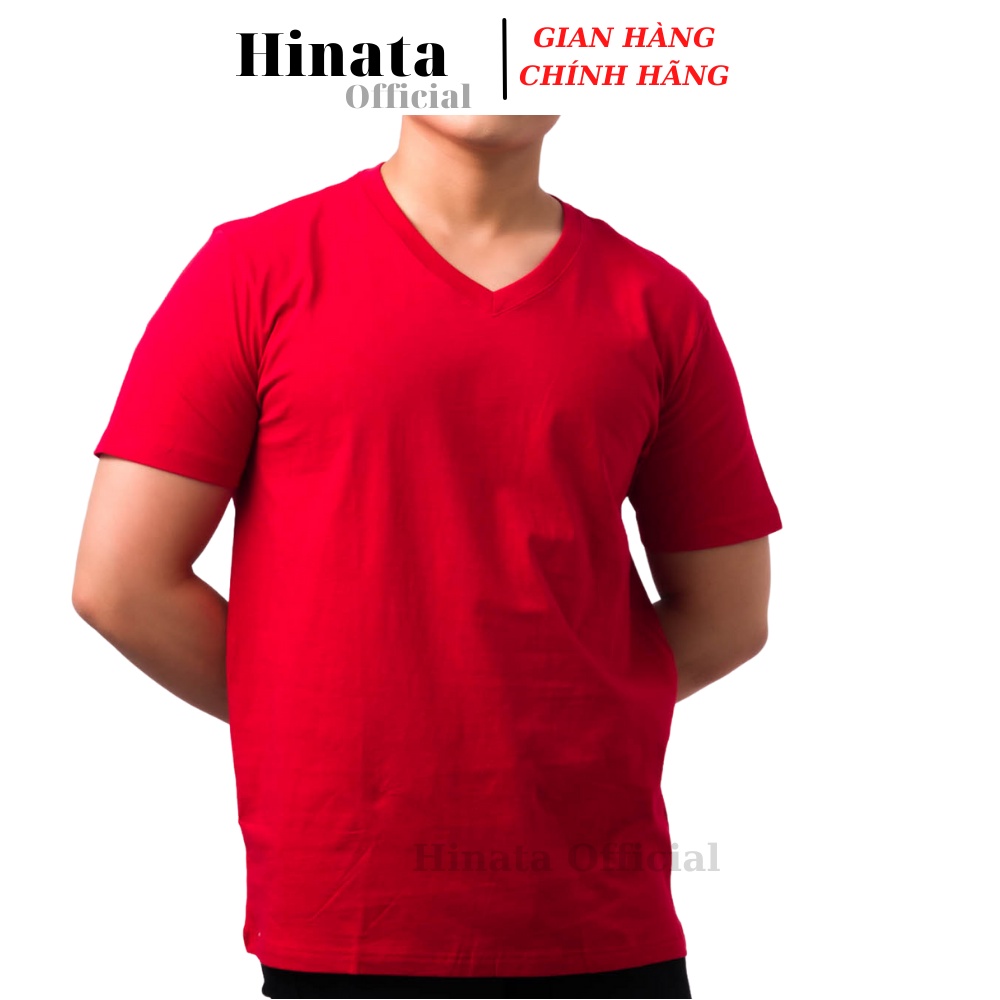 Áo Thun Nam Trơn Cổ Tim, Áo Phông Nam Basic 100 Cotton Cao Cấp Hàng Hiệu Đẹp Thoáng Mát Tay Ngắn Màu Đỏ