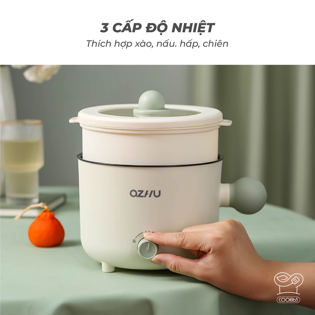Nồi lẩu hấp điện đa năng mini 800W 1.5L sinh viên kí túc xá phong cách Hàn Quốc