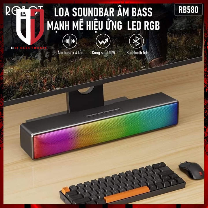 Loa thanh bluetooth ROBOT soundBar RB580 chính hãng loa máy tính laptop led grb bass mạnh