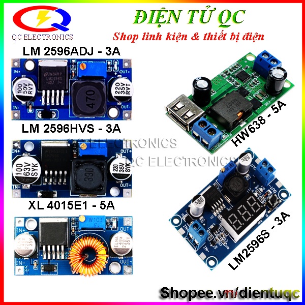 Mạch nguồn hạ áp DC-DC LM2596S ADJ - 3A XL4015 - 5A LM2596HVS - 3A HW-638