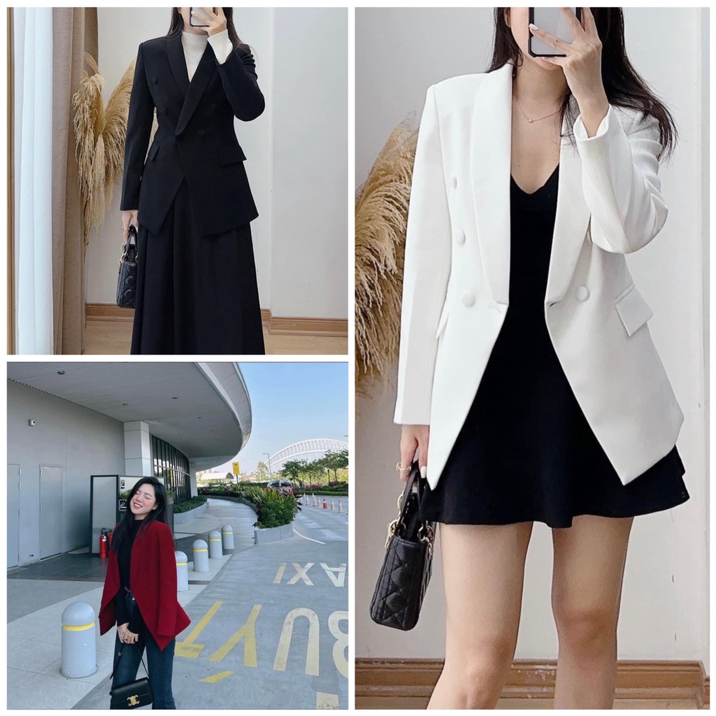 ✨BÁN SỈ✨Vest cúc bọc 2 lớp chiết eo cúc bọc 3 màu có đệm vai