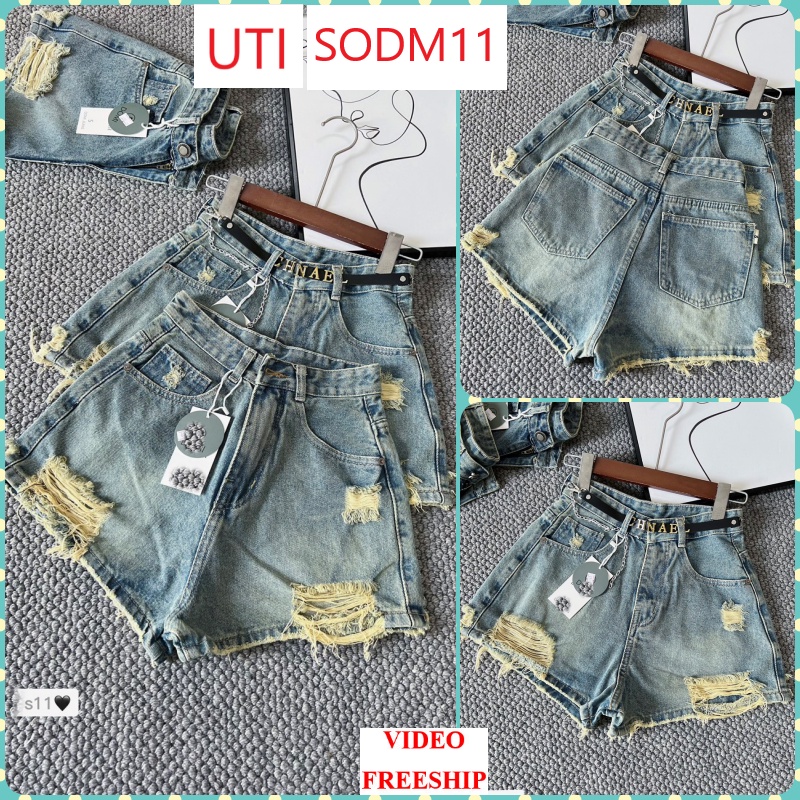 QUẦN SHORT ĐÙI JEANS NỮ LƯNG CAO RÁCH CÀO TE TUA ĐÙI MÀU XANH NHẠT LAI CUỐN SIÊU ĐỈNH
