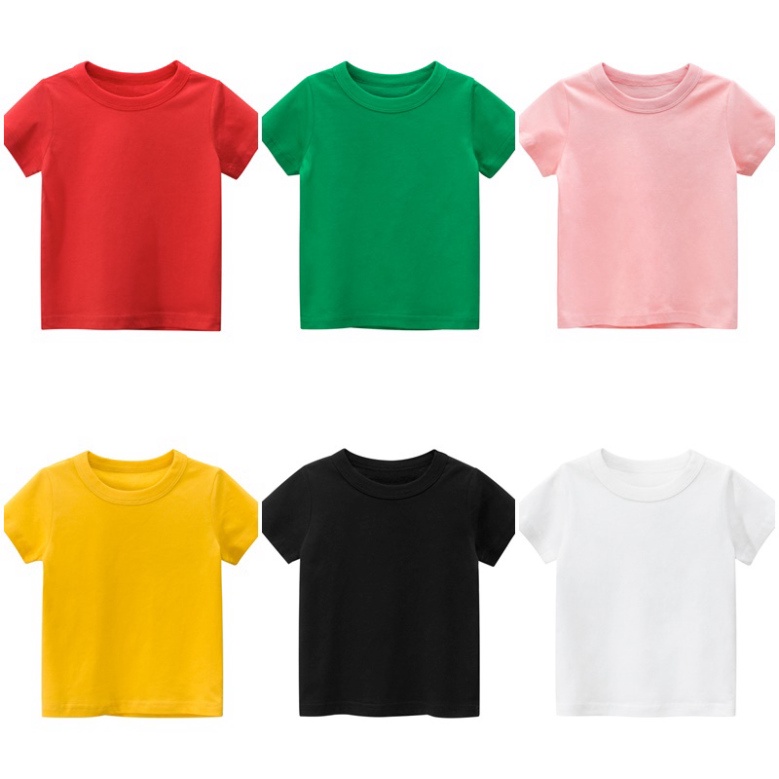 Áo thun cộc tay, Áo có tay cotton trơn màu cho bé