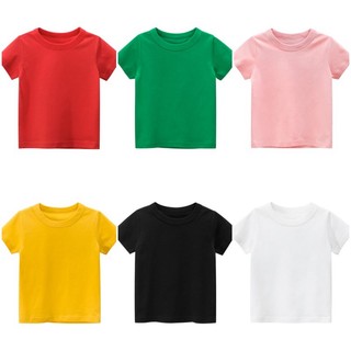 Áo thun cộc tay, Áo có tay cotton trơn màu cho bé