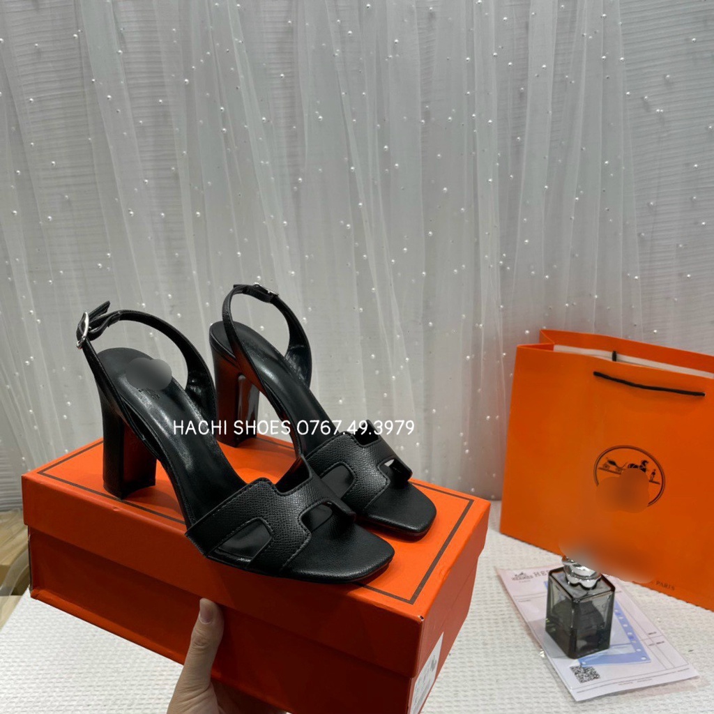 Giày sandal cao gót chữ H gót vuông cao 9cm hàng QCCC fulbox H105 - HACHI SHOES