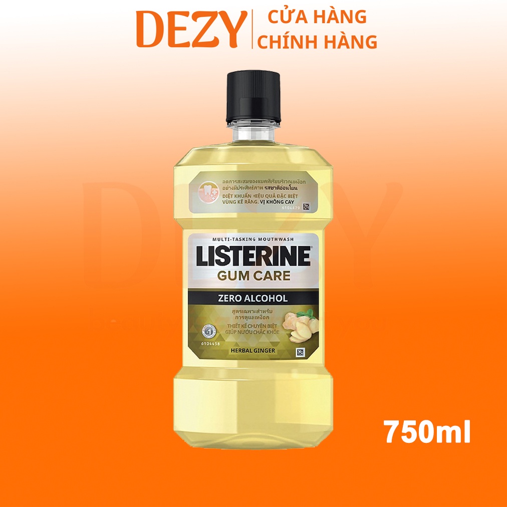Nước Súc Miệng Listerine 750ml Zero Alcohol Vị Gừng Thảo Mộc Gum Care Thái Lan Giúp Trắng Răng Diệt Khuẩn Mouthwash Dezy