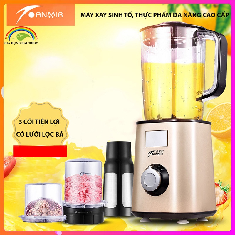 Máy xay sinh tố thực phẩm trái cây đa năng, máy xay công nghiệp, công suất 450w, 3 cối có lưới lọc, bảo hành 2 n