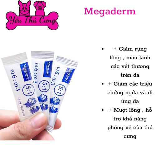 Gói Gel Dinh Dưỡng Virbac Megaderm 4ml Giúp Mượt Lông, Da Và Giảm Ngứa Chó Mèo Pet- yêu thú cưng