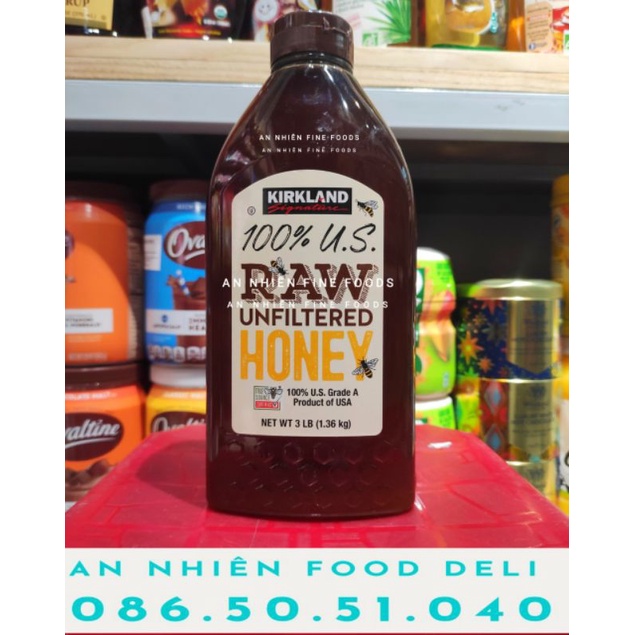 Mật Ong Nguyên Chất RAW Honey Unfiltered Kirkland American Chai 1.36 kg