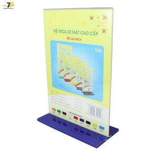 Kệ mica 2 mặt a4 đứng - đế lùa nhiều màu e06, kích thước 21x30 cm