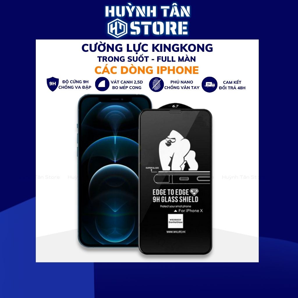 Kính cường lực iphone 14 pro max 13 pro max 12 pro max 11 pro max xr xs max 7 8 plus KINGKONG chính hãng