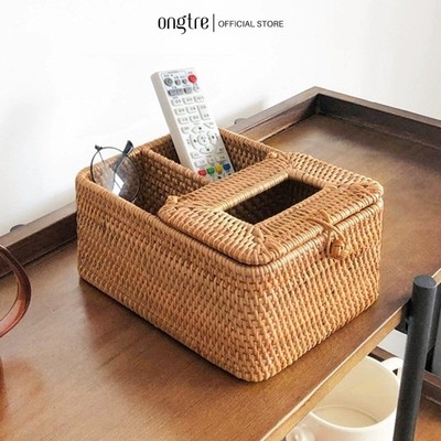 Hộp Khăn Giấy Bằng Mây Guột ONGTRE, Hộp Đựng Giấy Ăn, Decor Phòng Khách, Nhà Hàng, Khách Sạn, Quà Tặng Doanh Nghiệp