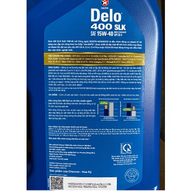 Dầu động cơ Diesel Caltex Delo 400 SLK 15W-40-API CK-4 5L