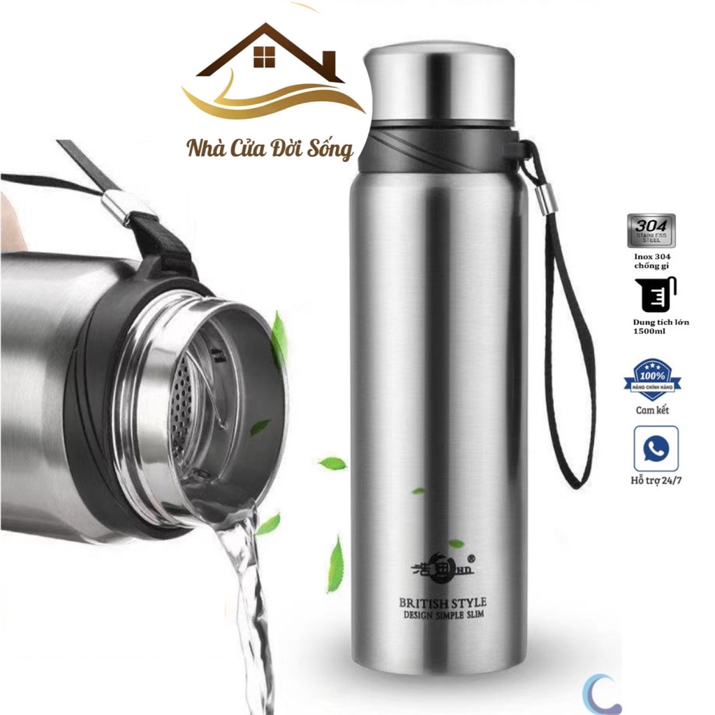 Bình Giữ Nhiệt Bình Đựng Nước lỏi Inox 304, dung tích 1000-1500ml - Nhà Cửa Đời Sống