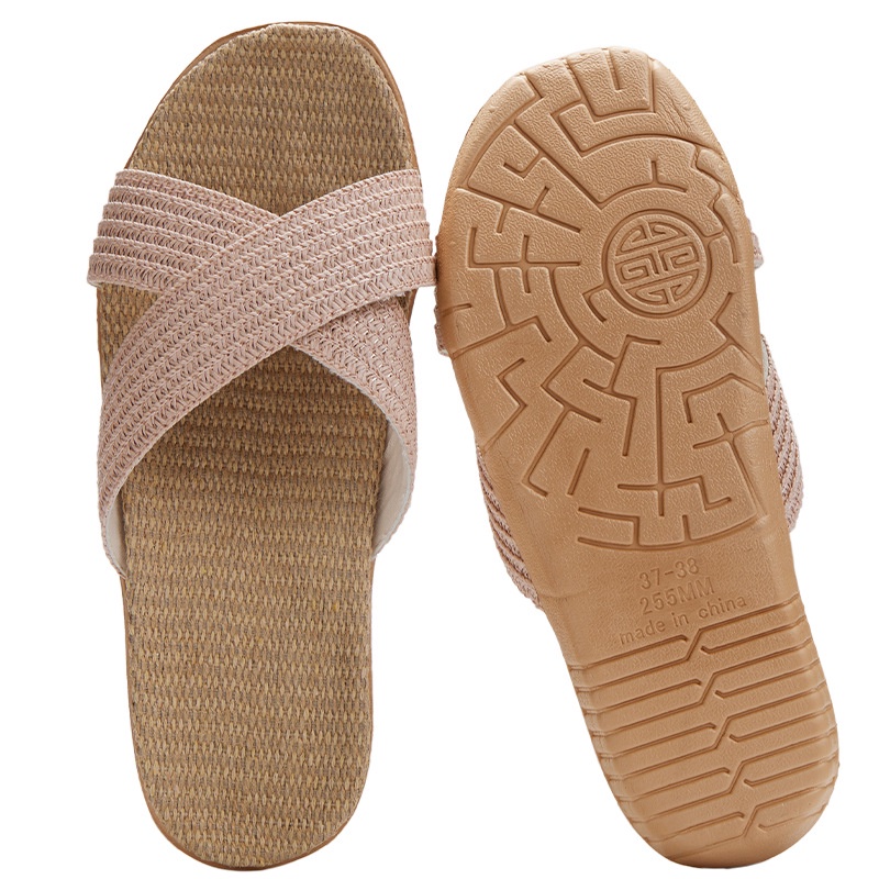 Dép Cói Quai Chéo Màu Trơn