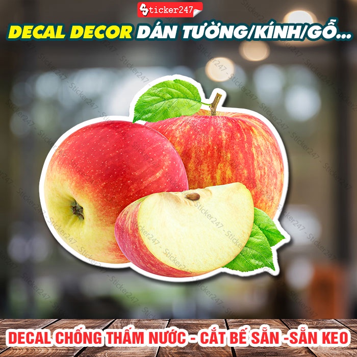 Decal Trang Trí Trái Táo 🌈𝑭𝒓𝒆𝒆𝒔𝒉𝒊𝒑 Hình Dán Decor Tiệm Sinh Tố, Trà Sữa - Sticker Trái Cây Chống Nước, Chịu Nắng - F41