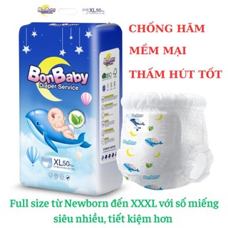 Tã bỉm Bonbaby tinh chất trà xanh,bỉm chống hăm mền mại thấm hút tốt,bỉm dán bỉm quần full size