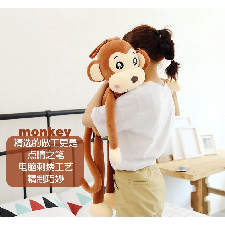Thú nhồi bông hình con khỉ tay dài nhiều màu sắc, Kích thước 75cm, 85cm, chất vải hàng cao cấp