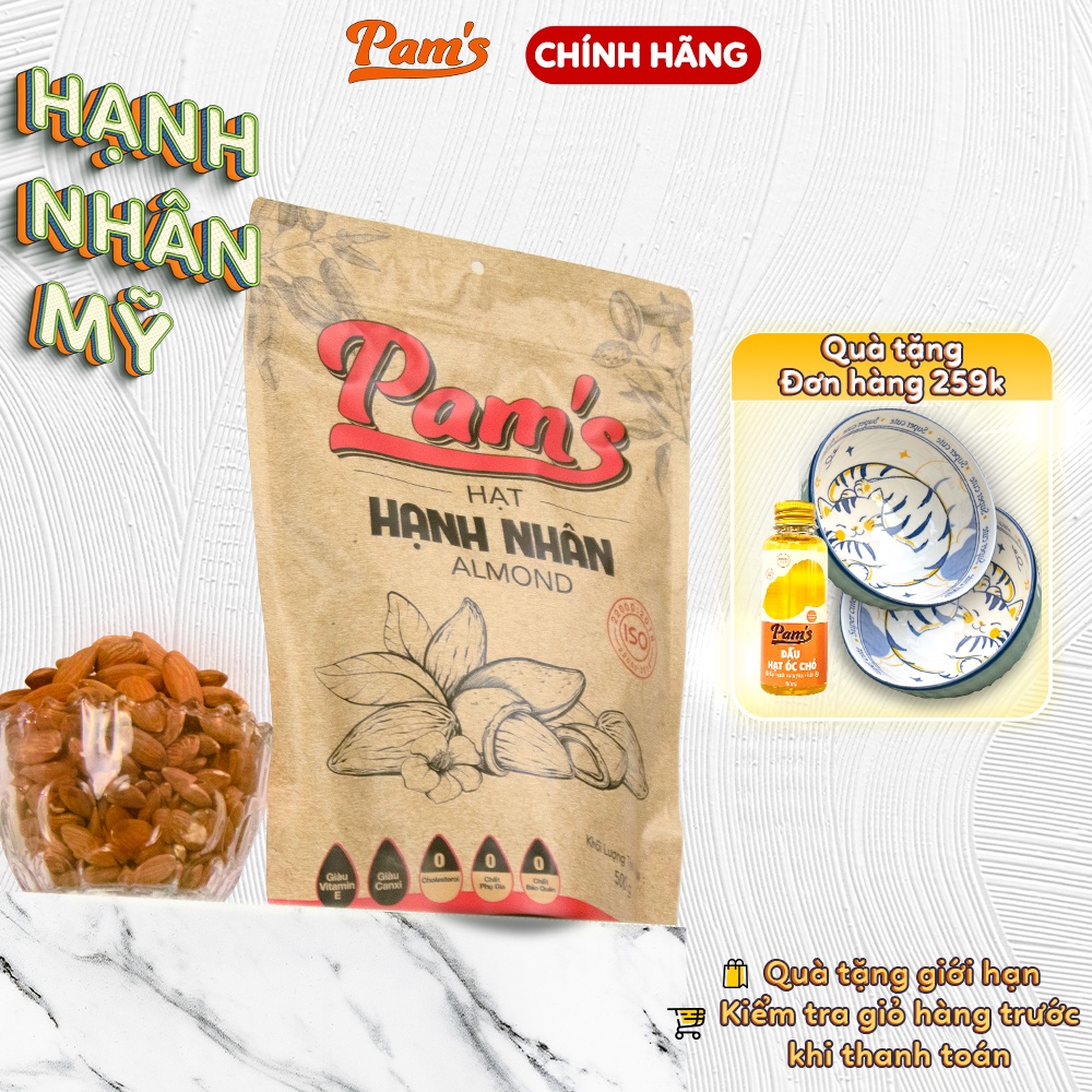 Hạnh Nhân Mỹ Tách Vỏ Nhập Khẩu Pams - Giàu Đạm, Vitamin, Dùng Ăn Kiêng, Mẹ Bầu