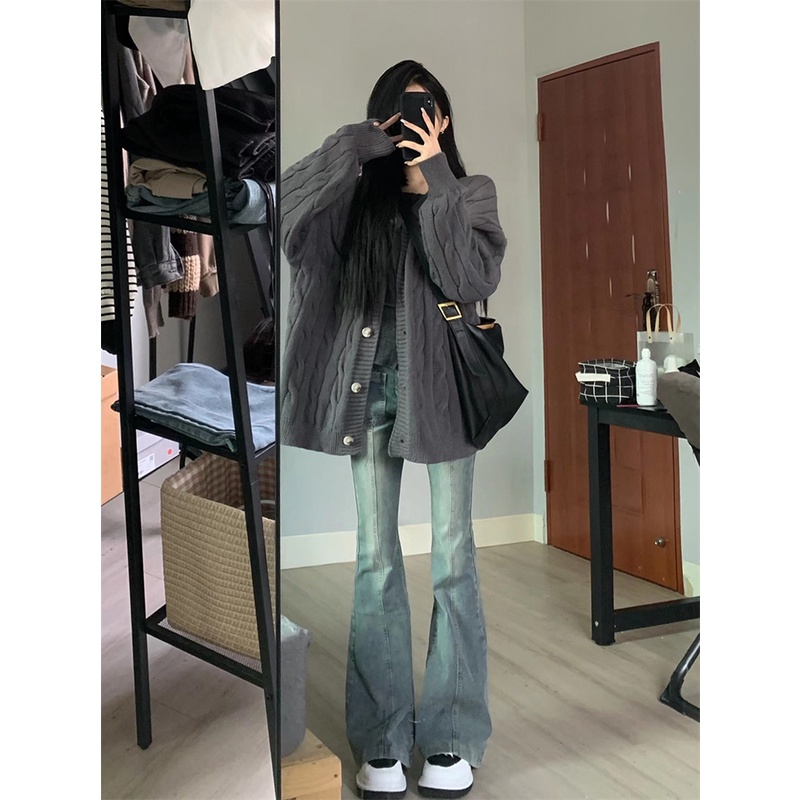 Porozi Quần jeans Dài Lưng Cao Phong Cách retro Mỹ Thời Trang Cho Nữ
