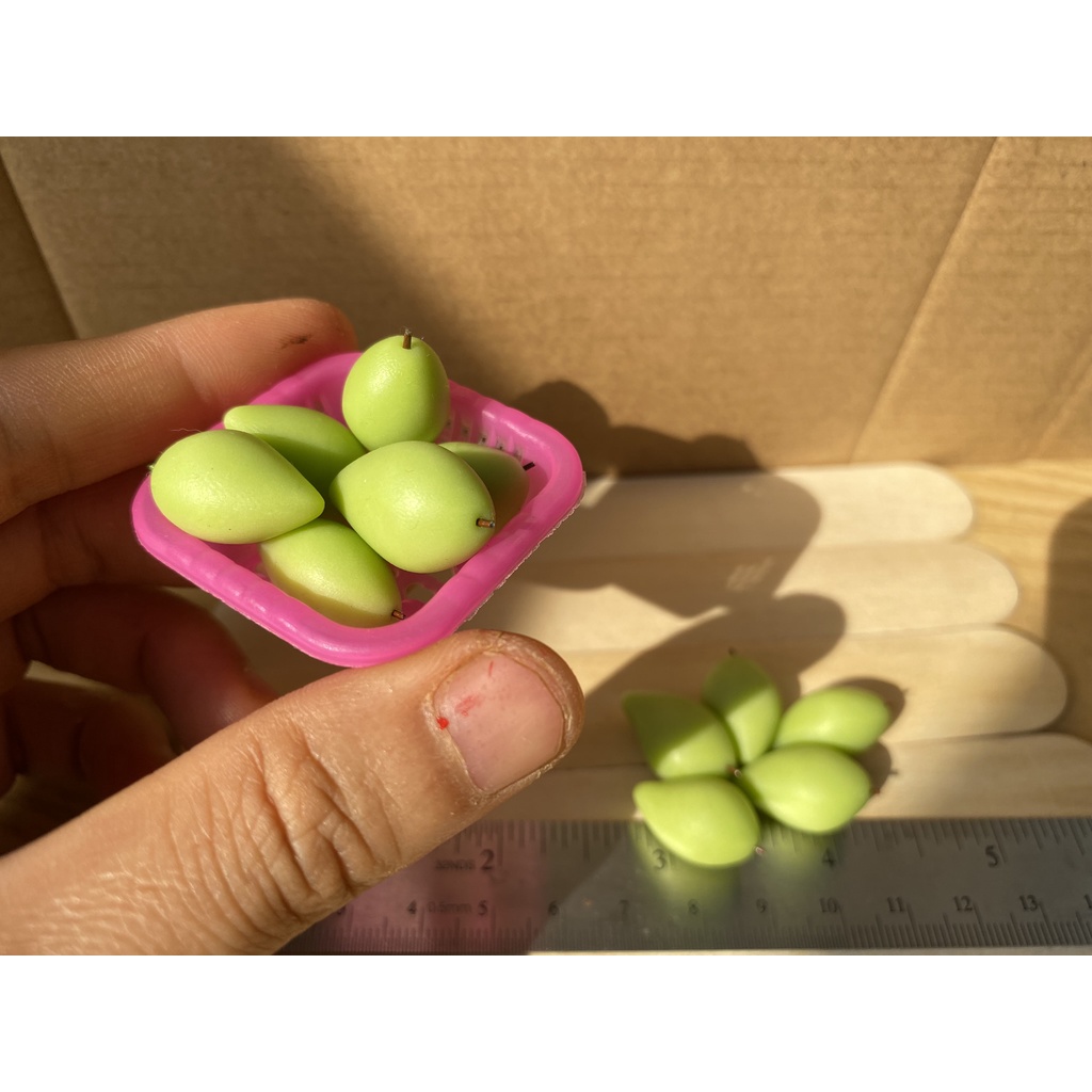 Mô hình xoài xanh từ đất sét tỉ lệ 1/6, đồ ăn tí hon, đồ ăn mini mô hình cho búp bê