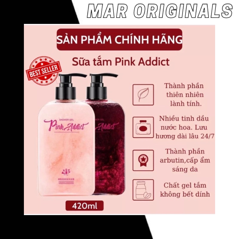 Sữa tắm hương nước hoa PINK ADDICT tự pha lưu hương lâu quyến rũ trắng da Diy Perfume Shower Gel MAR ORIGINALS STORE