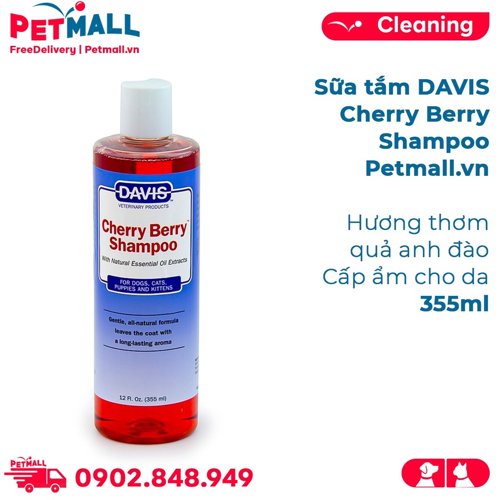 Sữa tắm DAVIS Cherry Berry Shampoo 355ml - Hương thơm quả anh đào, cấp ẩm cho da Petmall