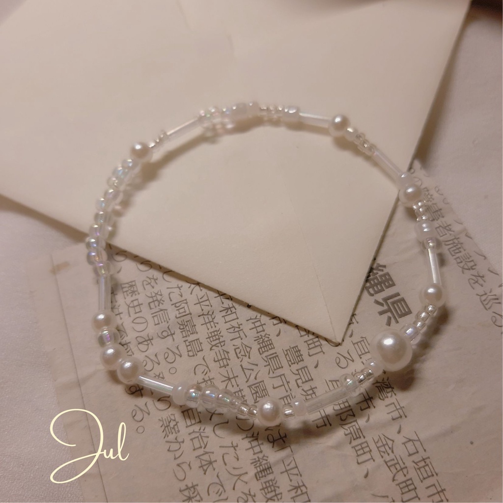 Vòng tay sương sớm mix hạt cườm và ngọc trai nhân tạo