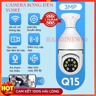 Camera ip wifi yoosee bóng đèn 8 led thế hệ mới 3.0mp - xoay 360 độ, xem đêm có màu,camera giá rẻ- mẫu mới 2023